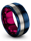 Men&#39;s Wedding Band Blue Engraved Tungsten Wedding Bands Sets for Lady Woman - Charming Jewelers