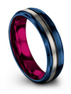 Lady Wedding Bands Brushed Blue Tungsten Wedding Ring for Boyfriend and Wife - Charming Jewelers