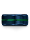 Woman 10mm Green Line Tungsten Wedding Ring for Woman&#39;s Blue Wife and Her Set - Charming Jewelers
