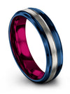 Wedding Couple Rings Engraved Rings Tungsten Blue Center Line Band Graduation - Charming Jewelers