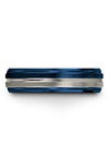 Blue and Grey Wedding Rings Mens 6mm Tungsten Carbide Promise Bands for Man - Charming Jewelers