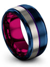 Men&#39;s Purple Line Wedding Band Her and Husband Wedding Band Blue Tungsten 10mm - Charming Jewelers