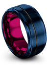 Blue Woman&#39;s Wedding Band Set Tungsten and Blue Ring