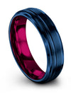 Blue Wedding Bands for Lady Blue Tungsten Promise Rings Ladies 6mm Blue Band - Charming Jewelers