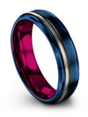 Male Wedding Bands Blue Engraved Tungsten Bands Rings Cute Small Bands - Charming Jewelers