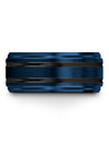 Guy Wedding Band Blue Groove Awesome Tungsten Rings Blue Mens Engagement Womans - Charming Jewelers