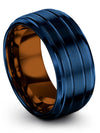 Matte Blue and Blue Woman&#39;s Wedding Ring Tungsten Matching Band for Couples - Charming Jewelers