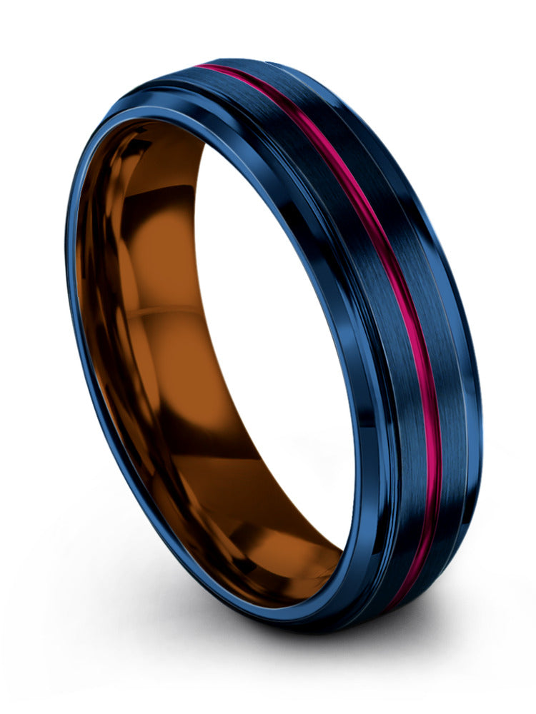 6mm Woman's Wedding Rings Blue Exclusive Tungsten Bands