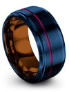 Tungsten Anniversary Ring Blue Tungsten Promise Band Middle Finger Ring - Charming Jewelers
