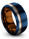 Wedding Band for Man Plain Male Tungsten Wedding 10mm Blue Copper Ring - Charming Jewelers