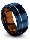 Brushed Blue Guys Wedding Bands Blue Tungsten Carbide Rings for Ladies - Charming Jewelers
