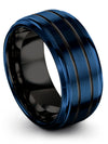 Unique Blue Lady Promise Rings Tungsten Engagement Bands Set Blue Black Set - Charming Jewelers