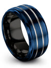 Wedding Band for Man Plain Male Tungsten Wedding 10mm Blue Grey Ring for Ladies - Charming Jewelers