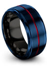 Blue Black Wedding Ring for Womans Tungsten Bands for Guy Matte Finish Blue - Charming Jewelers