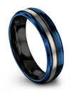 6mm Blue Anniversary Band Guys Tungsten Rings Mens 6mm Wife and Wife Couples - Charming Jewelers