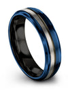 Guys Brushed Wedding Ring Tungsten Blue Bands Couples Engagement Guys Bands - Charming Jewelers