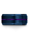 Blue Purple Wedding Ring for Womans Tungsten Bands for Guy Matte Finish Blue - Charming Jewelers