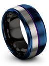 Brushed Guy Promise Ring Fancy Wedding Ring Ladies Blue Promise Ring Customize - Charming Jewelers