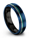 Wedding Bands Sets for Woman&#39;s Tungsten Carbide Wedding Ring Blue Ring Engraved - Charming Jewelers