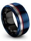 Wedding Band for Guy in Blue Tungsten Ring for Male Matte Blue Band Cute Couple - Charming Jewelers