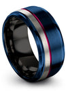 Wedding Band Sets for Boyfriend and Her Blue Gunmetal Engraved Bands Tungsten - Charming Jewelers