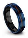 Guys Brushed Wedding Ring Tungsten Blue Bands Couples Engagement Guys Bands - Charming Jewelers