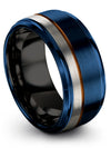 Copper Line Wedding Rings Engraved Tungsten Band for Guys Blue Rings for Mens - Charming Jewelers
