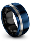 Man Wedding Rings Blue and Blue Tungsten Engagement Men&#39;s Bands His and Fiance - Charming Jewelers