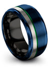Guys Promise Rings Unique Tungsten Rings Step Bevel Blue Plated Band for Guys - Charming Jewelers