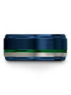 Blue Wedding Rings Set for Fiance Blue and Green Tungsten Band Midi Band Blue - Charming Jewelers