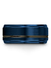 Tungsten Carbide Mens Anniversary Band Man Tungsten Rings Blue Womans Rings - Charming Jewelers