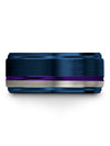 Wedding Band Blue and Purple Tungsten Band Sets Engagement Ladies Rings Blue - Charming Jewelers