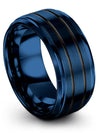 Matching Wedding Band Blue Engraved Tungsten Couples Bands Engagement Mens Band - Charming Jewelers