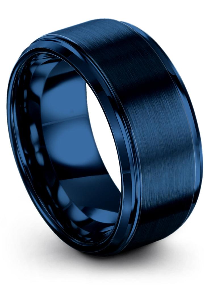 10mm Line Wedding Blue Tungsten Bands for Man 10mm Ladies