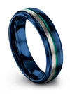 Blue 6mm Men Tungsten Wedding Bands Simple Blue Band Customized Promise Rings - Charming Jewelers