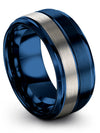 Womans Wedding Rings Comfort Fit Men Blue Tungsten Band Matching Couples Rings - Charming Jewelers