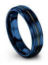 Promise Ring Sets for Her and Husband Wedding Band Tungsten Carbide 6mm Blue - Charming Jewelers