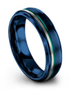 Blue Wedding Band for Couples Sets Tungsten Band for Ladies Engraved Customized - Charming Jewelers