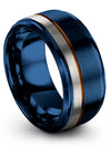 Blue and Copper Womans Wedding Band Tungsten Rings for Mens Engravable - Charming Jewelers