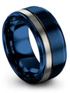 His and Girlfriend Anniversary Band Blue 10mm Tungsten Carbide Alternative - Charming Jewelers
