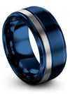 Solid Blue Wedding Rings Male Polished Tungsten Bands Custom Engagement Female - Charming Jewelers