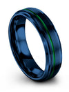 Husband and His Wedding Rings Male Tungsten Wedding Bands 6mm Blue Green - Charming Jewelers