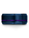 Tungsten Woman Wedding Rings Blue Tungsten Guys Ring Blue and Purple 10mm Rings - Charming Jewelers