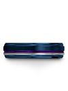 Tungsten Wedding Band Blue and Purple Tungsten Ring Step Bevel Him and Wife - Charming Jewelers