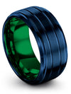 Wedding Bands for Me Tungsten Band Girlfriend and Wife Brushed Blue Engagement - Charming Jewelers