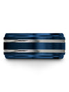 Mens Blue Wedding Band Sets Tungsten Bands for Lady and Men Sets Cute Couple - Charming Jewelers