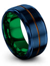 10mm Man Wedding Bands Blue Tungsten Carbide Wedding Band Blue Minimalist Blue - Charming Jewelers