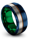 Wedding Bands for Guy Engravable Tungsten Blue and Copper Band His Day Idea - Charming Jewelers