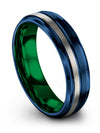 Blue Anniversary Ring Sets for Boyfriend and Her Tungsten Bands Band Set Blue - Charming Jewelers