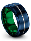 Male Wedding Blue Ring Tungsten Band Sets Guys Jewelry Matching Gift for Couples - Charming Jewelers
